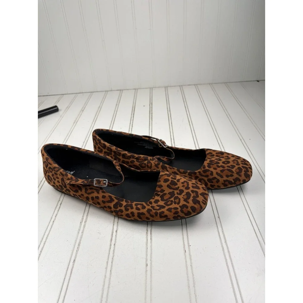 Wild Fable Leopard Print Elsa Mary Jane Flats Square Toe Women's Size 11